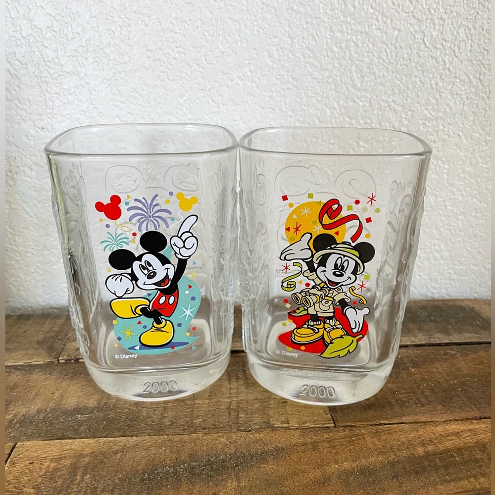 Walt Disney McDonald's Mickey Mouse 2000 Celebration Glasses, set of 2